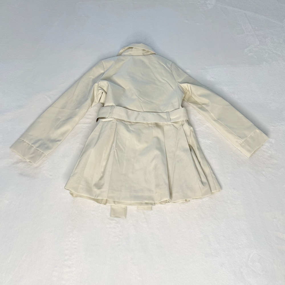 Tahari Girls Ivory Trench Coat Jacket Belted Double Breasted Size 5/6 - Picture 10 of 11